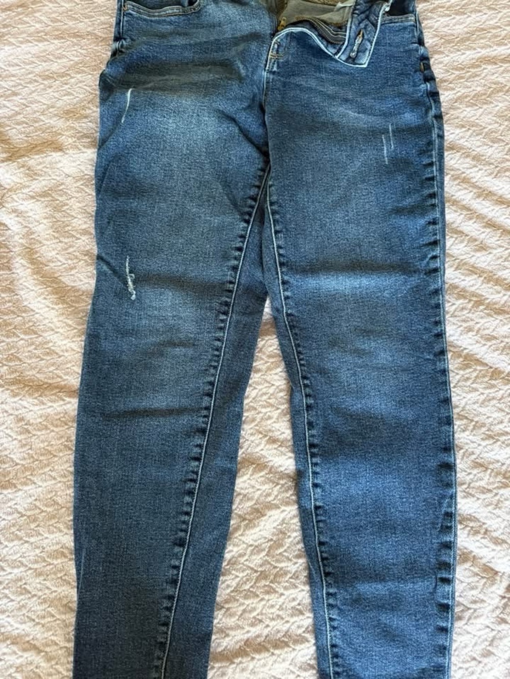 Maurices Blue Skinny Jeans with Light Distress